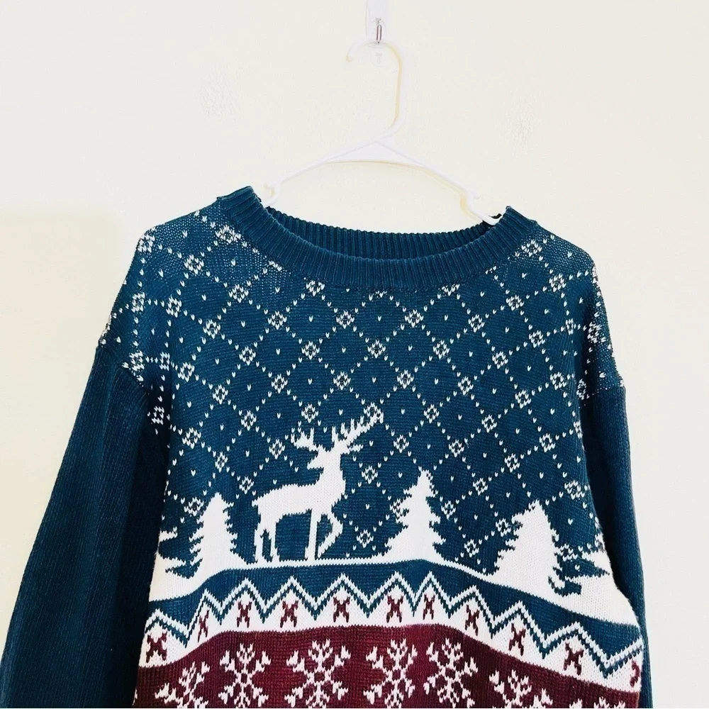 You Look Ugly Today Reindeer Fair Isle Holiday Sweater Men XL Color Red/White